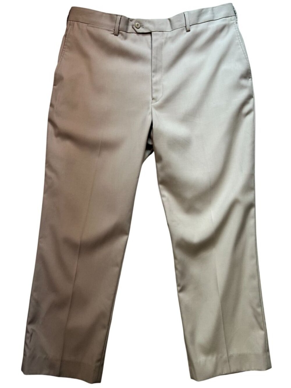 Stafford Men's Classic Fit Dress Pants Flat Front Size 40x30 Khaki Solid Pockets
